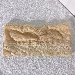 5/$25 Mamia Tan Beige Lace Bandeau Bra L